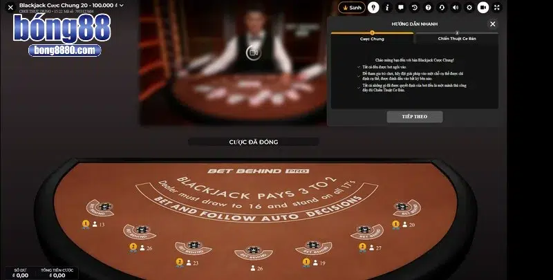 Blackjack tại Bong88 – Thách thức đỉnh cao ở sảnh Casino Luật lệ cơ bản trong game