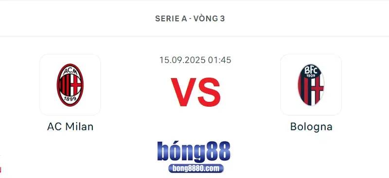 Nhận định AC Milan vs Bologna (15/9/2025) – Vòng 3 Serie A