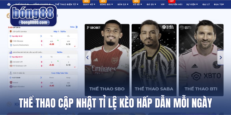 Thể thao cập nhật tỉ lệ kèo hấp dẫn mỗi ngày